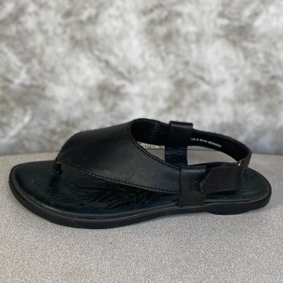 Born Sandals Women's Size 6 Black Leather Thong Style With Adjustable Back Strap - Picture 8 of 11